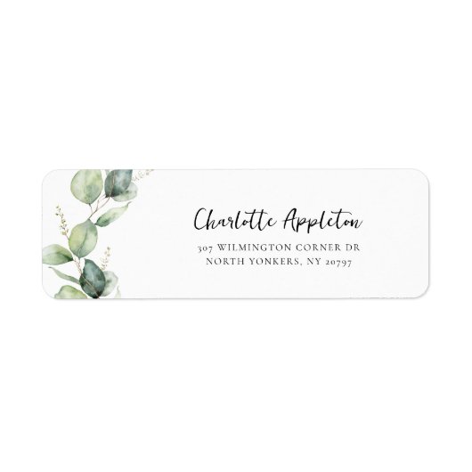 Eucalyptus Script Botanisch Afstudeerder Retouradr Etiket (Voorkant)