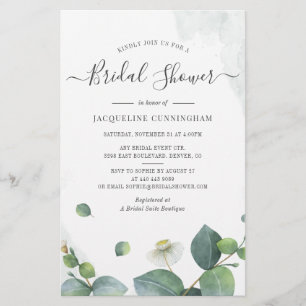 Eucalyptus Script Bruids Douche Uitnodiging