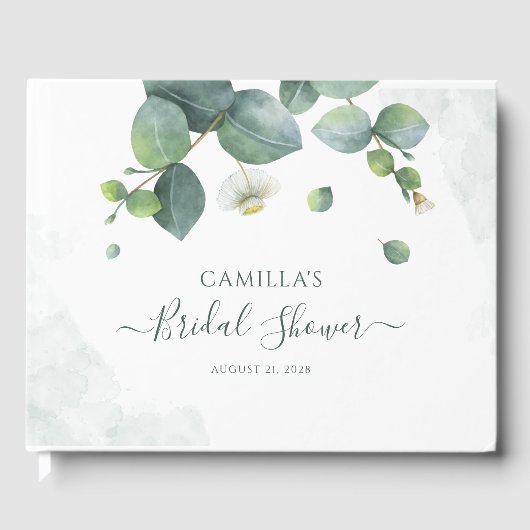 Eucalyptus Script Bruiloft Botanisch Gastenboek (Voorkant)