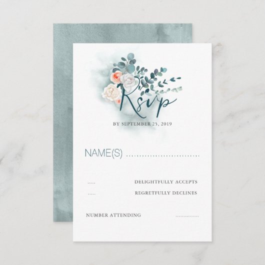 Eucalyptus Script Bruiloft RSVP (Voorkant / Achterkant)