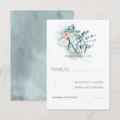 Eucalyptus Script Bruiloft RSVP Kaartje (Voorkant / Achterkant)