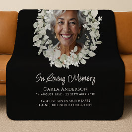 Eucalyptus Script Custom Text & Photo Memorial Sherpa Deken