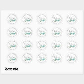Eucalyptus Script Dank u Namen Datum Bruiloft Ronde Sticker (Vel)