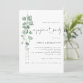Eucalyptus Script Engagement Party nodigt uit Kaart (Staand voorkant)