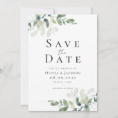 Eucalyptus Script Fotobruiloft Save The Date (Voorkant)