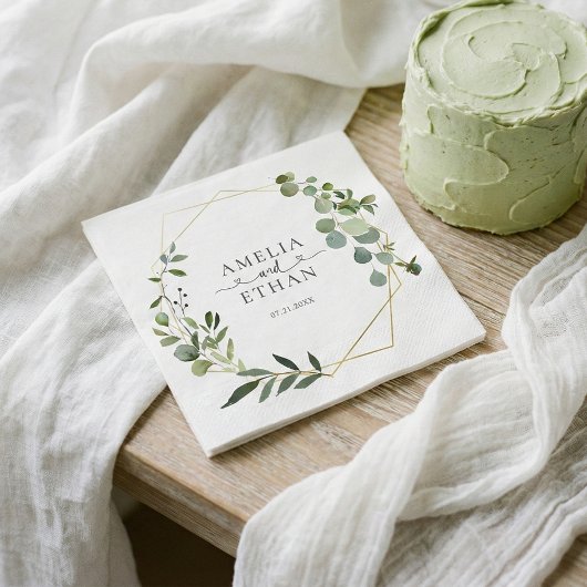 Eucalyptus Script Hart Bruiloft Servet
