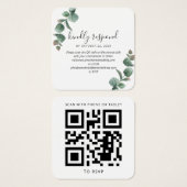 Eucalyptus Script Mariage de verdure QR Code RSVP (Devant & derrière)