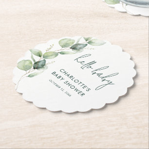 Eucalyptus Script minimalistisch Baby shower Kartonnen Onderzetters