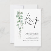 Eucalyptus Script QR Code Weddenschap RSVP Kaartje (Voorkant)