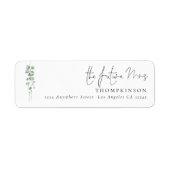 Eucalyptus Script Toekomstige Mevrouw Retouradres  Etiket (Voorkant)