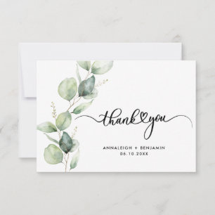 Eucalyptus Script Waterverf bruiloft Bedankkaart