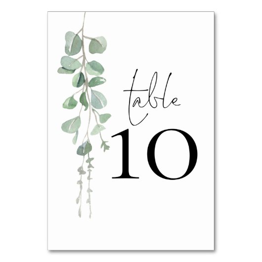 Eucalyptus Script Weddenlijstnummer Kaart (Voorkant)