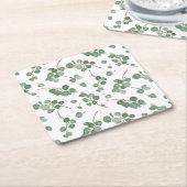 Eucalyptus Silver Dollar Tree Pattern Vierkante Kartonnen Onderzetter (Schuin)