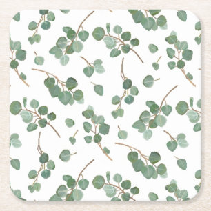 Eucalyptus Silver Dollar Tree Pattern Vierkante Kartonnen Onderzetter