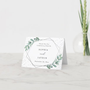 Eucalyptus Silver Geometric Wedding Bedankkaart