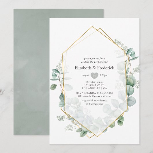Eucalyptus Silver Sage Géométrique Invitation de d (Devant / Derrière)