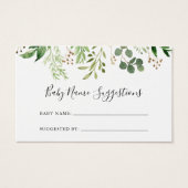 Eucalyptus Simple Baby Name Suggestions Card (Devant)