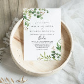 Eucalyptus Simple Brown Floral Spain Wedding Kaart