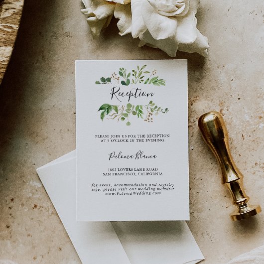 Eucalyptus Simple Brown Floral Weddenschap Informatiekaartje