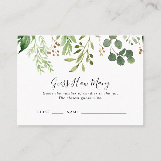 Eucalyptus Simple Floral Devinez Combien De Carte (Devant)