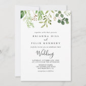 Eucalyptus Simple Floral Front & Back Wedding Kaart (Voorkant)
