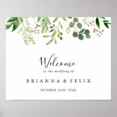 Eucalyptus Simple Floral Mariage Affiche de bienve (Devant)