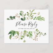 Eucalyptus Simple Floral Menu Choix Carte Postale (Devant)