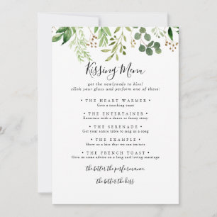 Eucalyptus Simple Mariage Kissing Menu Carte de je