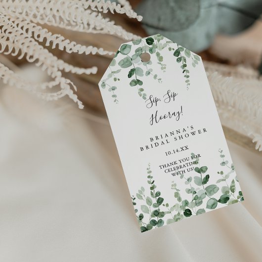 Eucalyptus Sip Sip Hooray Vrijgezellenfeest Cadeaulabel
