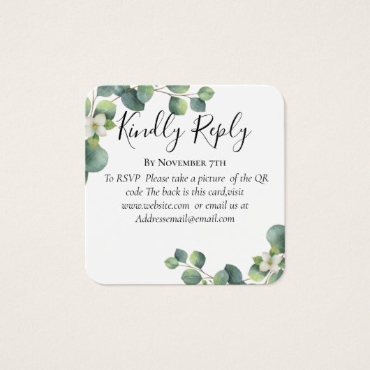 Eucalyptus site Mariage de verdure QR Code RSVP (Devant)