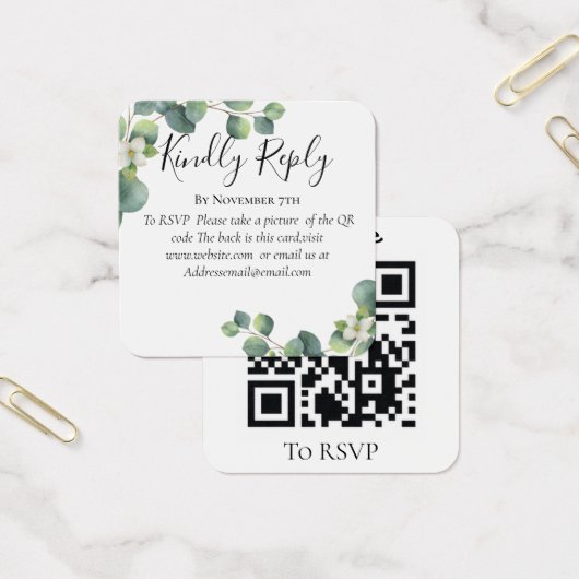Eucalyptus site Mariage de verdure QR Code RSVP (Bureau)