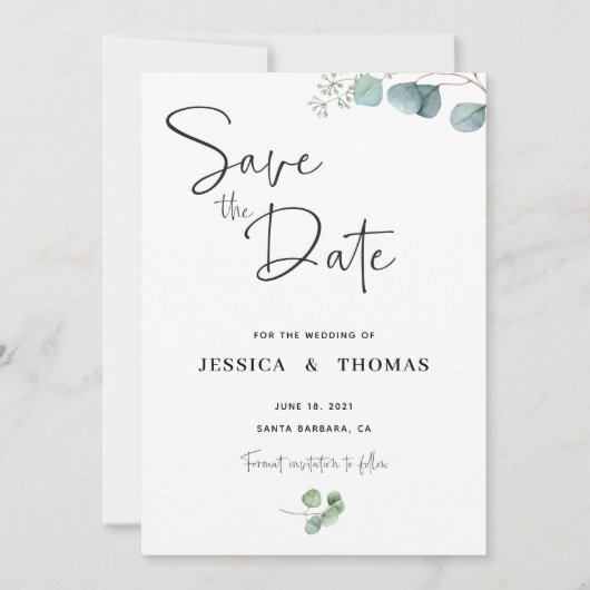 Eucalyptus Sla de datum op Save The Date (Voorkant)