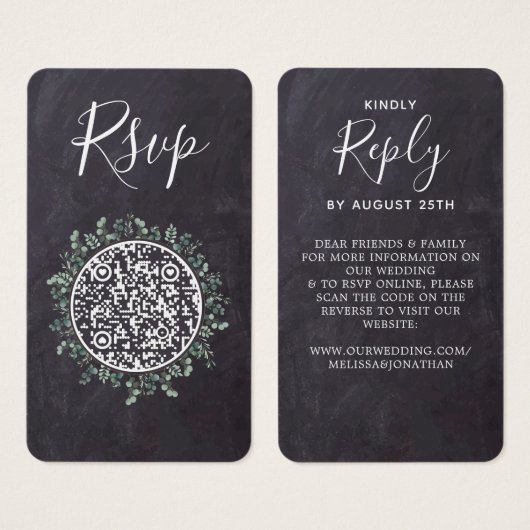 Eucalyptus Slate Weddenschap Website QR Code RSVP Visitekaartje (Voorkant /achterkant)
