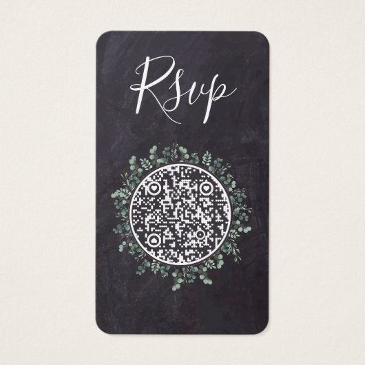 Eucalyptus Slate Weddenschap Website QR Code RSVP Visitekaartje (Voorkant)