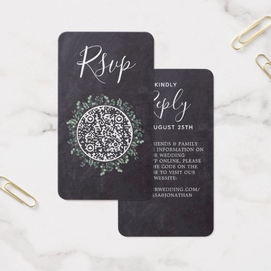 Eucalyptus Slate Weddenschap Website QR Code RSVP Visitekaartje (Kantoor)