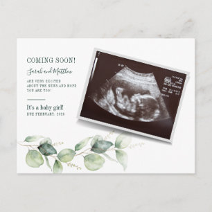 Eucalyptus Sonogram Baby Scan Onthult Zwangerschap Aankondigingskaart