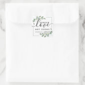 Eucalyptus Spread Love Not Germs Hand Sanitizer Sq Vierkante Sticker (Tas)