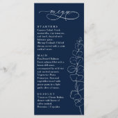 Eucalyptus Spring Navy Blue Wedding Dinner Menu (Voorkant)