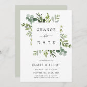 Eucalyptus Square Wreatswijziging Datum huwelijk Kaart (Voorkant / Achterkant)