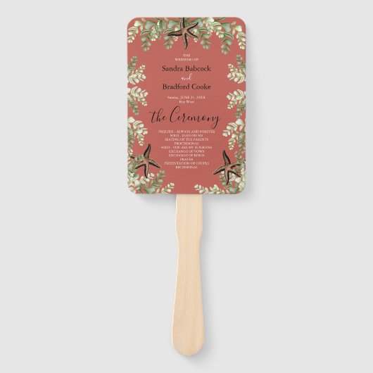 Eucalyptus Starfish Herfst Autumn terracotta Handwaaier (Voorkant)