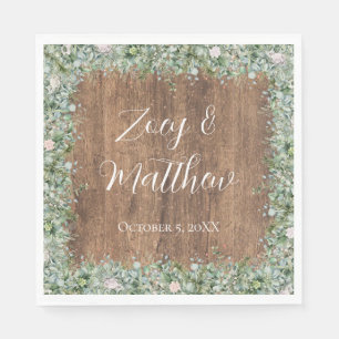 Eucalyptus Stof Roze Servetten Groene Bloemen
