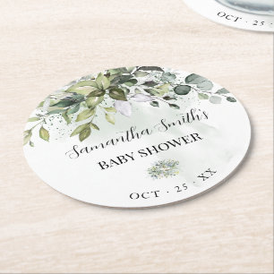 Eucalyptus Succulent Baby shower Ronde Kartonnen Onderzetter