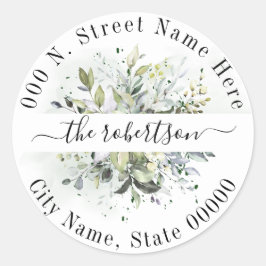 Eucalyptus succulent greenery return address ronde sticker