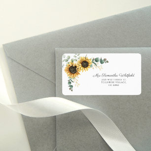 Eucalyptus Sunflower Botanical Return Address Etiket
