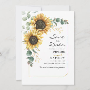 Eucalyptus Sunflower Botanische geometrische Save The Date