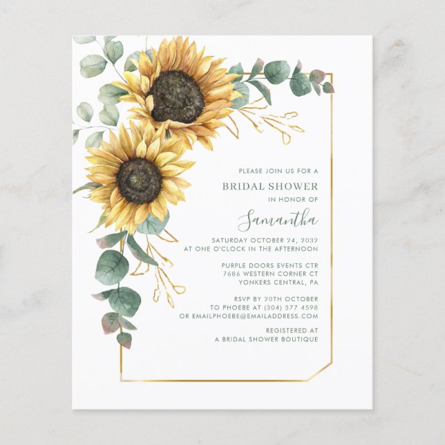 Eucalyptus Sunflower Bridal Shower Invitation (Voorkant)