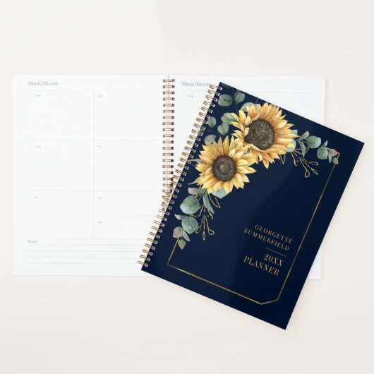 Eucalyptus Sunflower Floral Geometric Planner (Display)