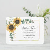 Eucalyptus Sunflower Floral Geometric Save The Date (Staand voorkant)