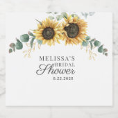 Eucalyptus Sunflower Floral Script Vrijgezellenfee Sparkling Wijnetiket (Enkel label)