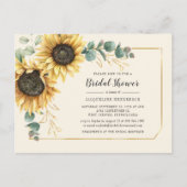 Eucalyptus Sunflower Floral Script Vrijgezellenfee Uitnodiging Briefkaart (Voorkant)